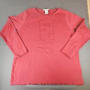 Pendleton Originals Womens Top Long Sleeve Fall Leaves Red Size L